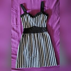 Switchblade Stiletto Black & White Pinstripe Dress